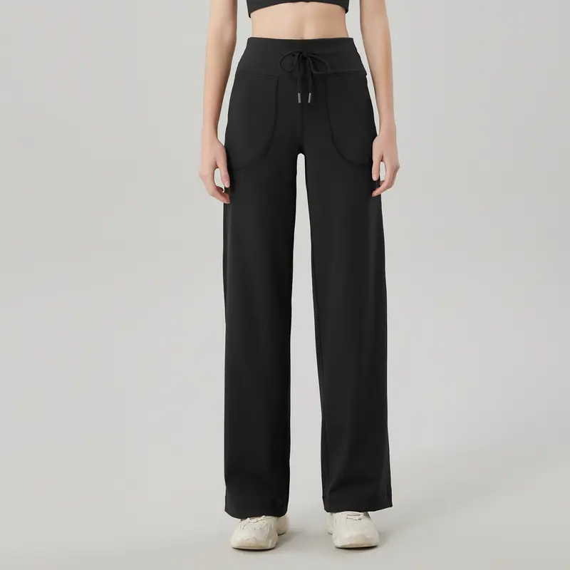 Comfy Leisure Pants Women's High Waisted Wide Leg Pants Soft Lightweight Sweatpants for Women   leg plain work pant loose wide leg  pant   sweatpants outfit comfort  sweats Bottoms Womenswear Basic Minimalist White cargo gym yoga rag  bone  sweatpants