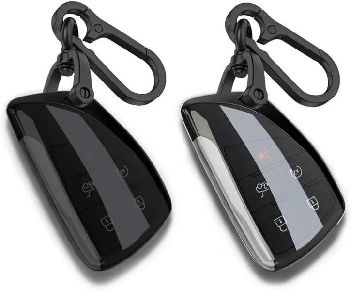 2PCS Chevy/GMC Key Fob Cover Set with Keychain, Soft Transparent Black TPU, Vehicle Accessories for Tahoe, Suburban, Yukon, Denali, Silverado, Fob Protection, GMC Accessories