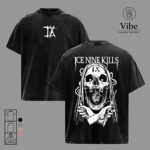 Ice Nine Kills Skull Horror Shirt – Metalcore Band Album Merch Tee 2026, Oversized Vintage Washed Heavyweight Cotton T-Shirt, Dark Gothic Horror Aesthetic Streetwear Outfit Gift for Fans