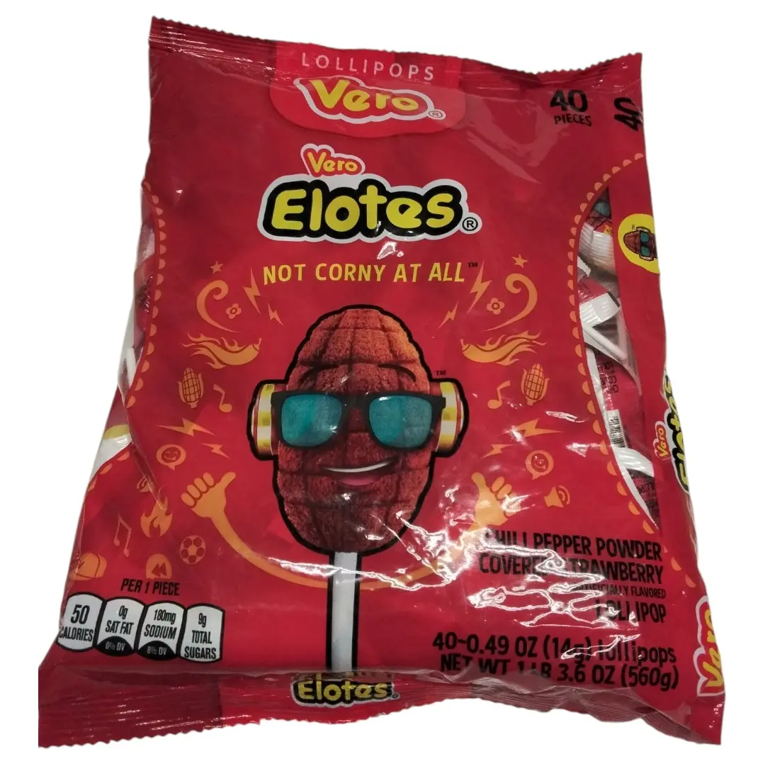 Vero Elote con chile 40 lollipops 1-lb - 3.6oz - Vero Elote con chile 40 lollipops 1-lb - 3.6oz -