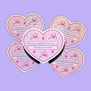AO3 Kudos Sticker, Heart-Shaped Fanfic Fandom Sticker, 3 inch