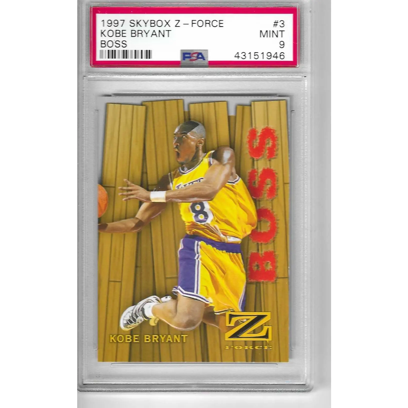 1997 Skybox Z-Force Boss #3 Kobe Bryant PSA 9 Mint Los Angeles 