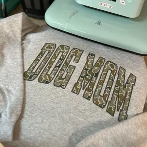 Dog Mom Camo Oversized Print Crewneck Sweatshirt