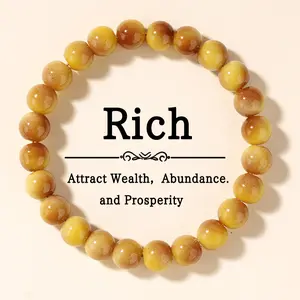 Imitation Gold Tiger Eye Beaded Bracelet, Fortune Bracelet for Men and Women, Lucky Stone for Wealth