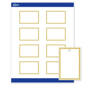 Avery Printable Rectangle Tags, Gold Beads, 2" x 3", Matte White Rectangle Tags, Laser/Inkjet, 80ct, Great for Product Tags