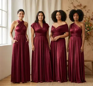 Multiway Infinity Dress - Convertible Bridesmaid Dresses with Pockets, Standard & Plus Size Flowy Evening Formal Gown for Wedding Party