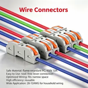 Lever Wire Connectors Kit, 50Pcs Quick Electrical Wire Connectors, 28-12AWG Reusable Push-in Wire Terminals for Home Wiring Automotive