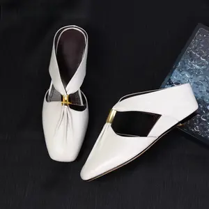 2026 Cut Out Design Flat Mules for Women,Women's Soft Sole Knot Mules,Lightweight Round Toe Backless Non-Slip Sandals.Increase height by 5 cm