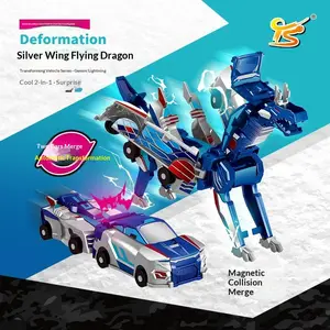 Silver Wing Dragon Transformation Car Combination Set - Interactive & Safe Material - Enhances Hand Skills - Chinese Origin