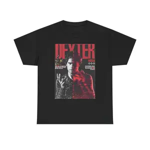 Dexter Morgan Graphic Tee Unisex Heavy Cotton Crewneck Top Classic Streetwear Fashion Natural Ribbed Fabric Gift for Fans