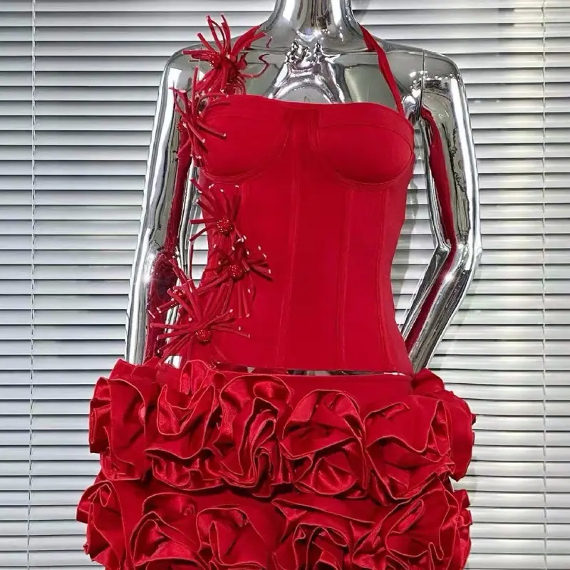 strapless open back dress Anaisa Asymmetric Ruched Midi Dress in Scarlet main image 1