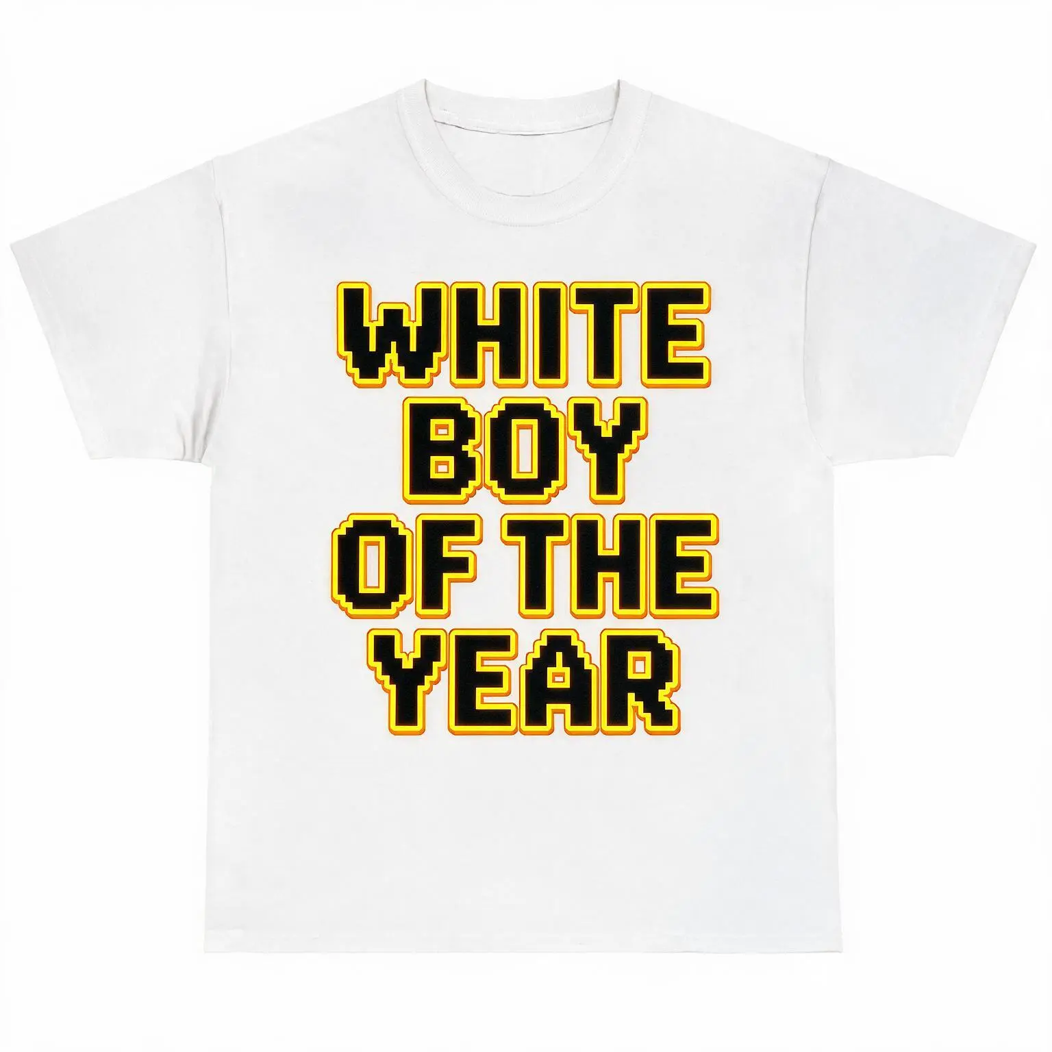 Men's "White Boy Of The Year" Oversized Streetwear T-Shirt - 100% Cotton Classic Short Sleeve, Casual Trendy Menswear Viral Meme Graphic Tee (S-XXXL)