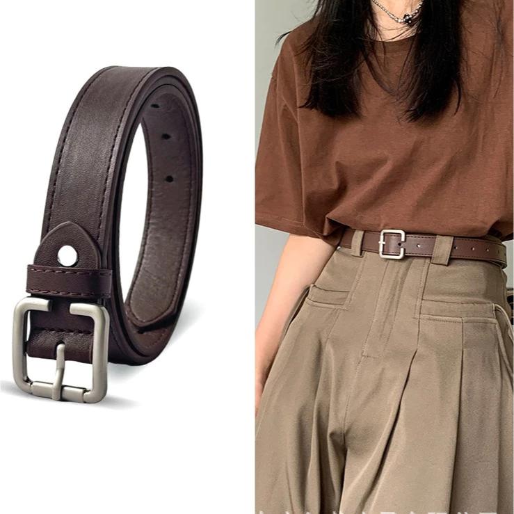 Unisex Ulzzang Belt – Stylish C-Shaped Buckle, Slim 2.8cm Width – TL28, Available in Black and Brown, Elegant & Youthful Style