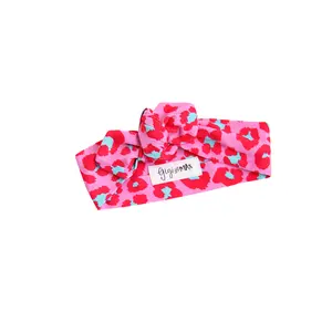 Zuri Leopard TOPKNOT HEADBAND Soft Bamboo Baby Newborn Valentine's Day Hair Accessories 23" Long Super Stretchy Viscose Fabric