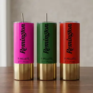 Remington Shotgun Shell- 20oz Tumbler, Stainless Steel Thermos, Stainless Steel Thermal, 1 Count Reusable Stainless Steel Water Bottle with Straw, Portable Drinking Cup for Home Office Outdoor Camping, Insulated Travel Drinkware