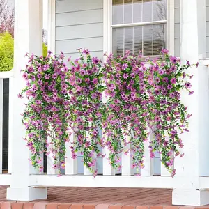 4-Pack Outdoor Artificial Hanging Six Ear Orchid Flowers, Bright Long-Lasting Colors, Indoor & Outdoor Decoration, Perfect for Gardens & Window Sills Summervibes