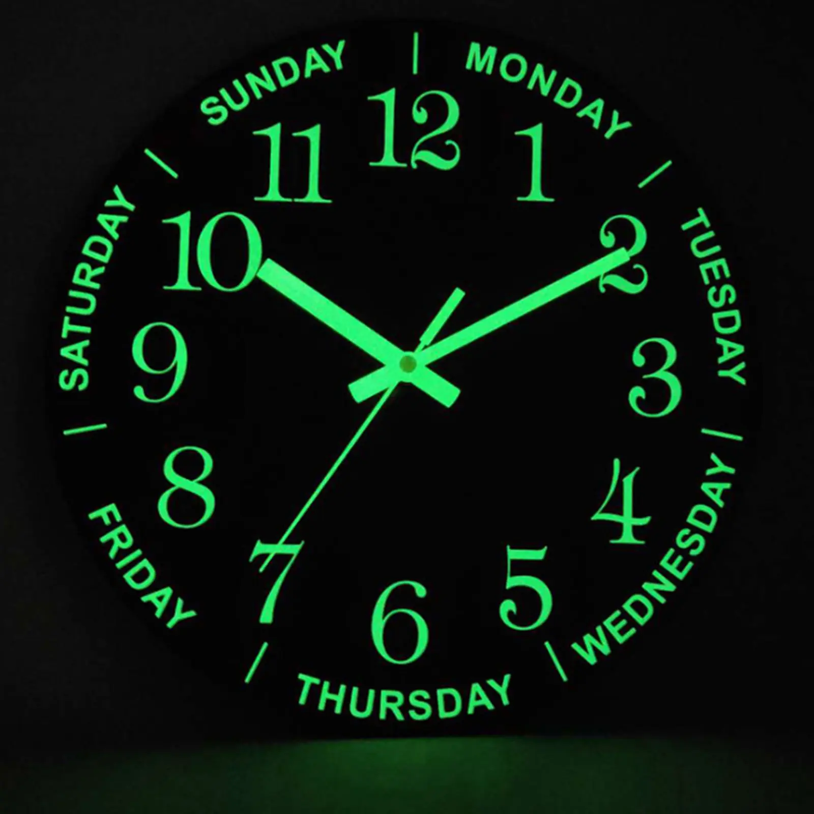 CNCEST 12" Round MDF Wood Mechanical Wall Clock - Glow-in-the-Dark, Modern Minimalist, Day Pointer, Energy Storage Nightlight, Decorative Home Decor, Indoor Wall Clock Decor for Living Room, Bedroom