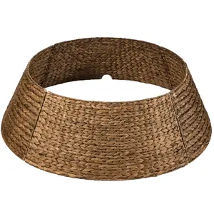 Best Choice Products 24in Woven Hyacinth Christmas Tree Collar, Tree Skirt Accessory w/ Cord Cut-Out