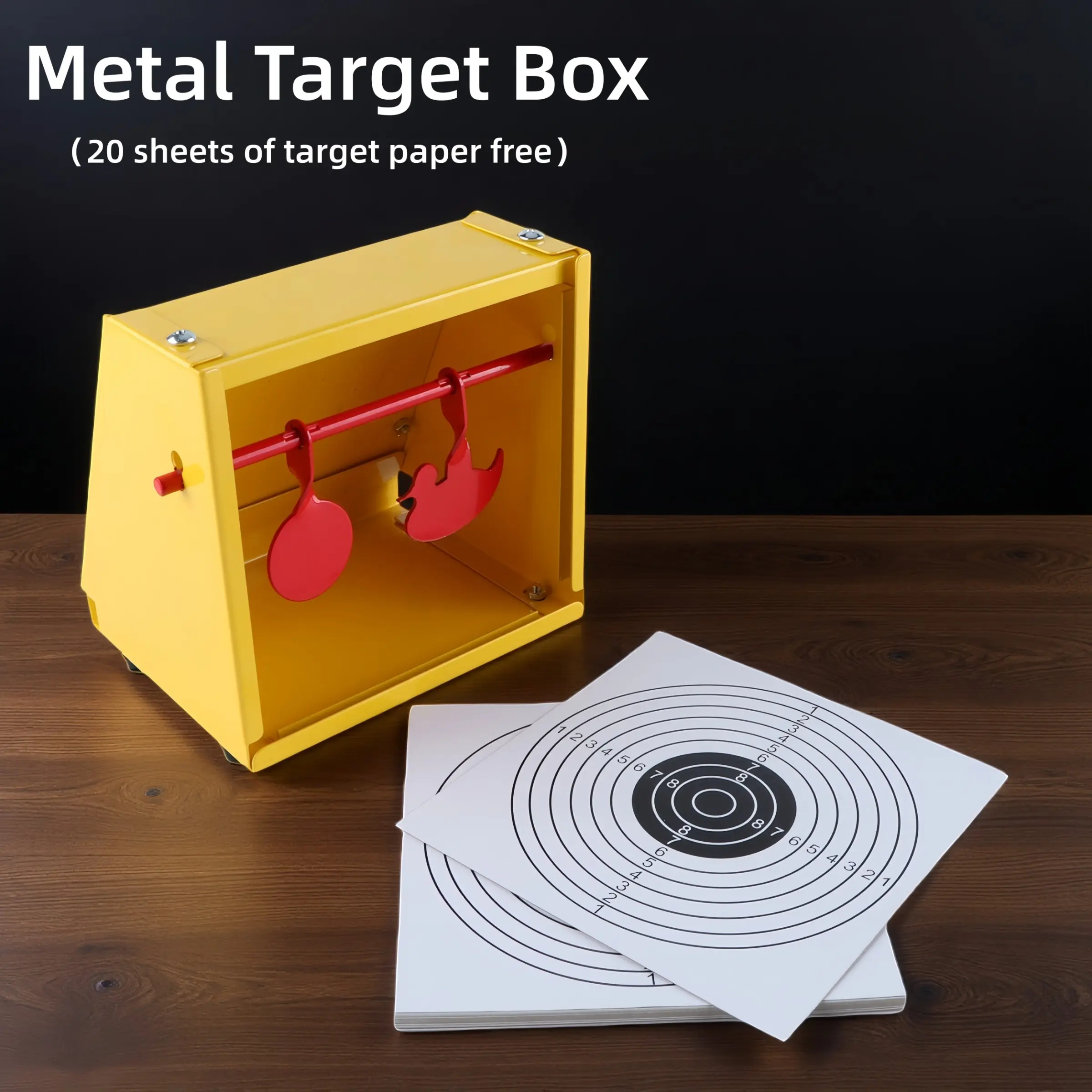 Multi-Purpose Shooting Practice Target Box Set (target Box + 20 Sheets), Metal Material, Rotating Target Sheet,5.51*5.51inch