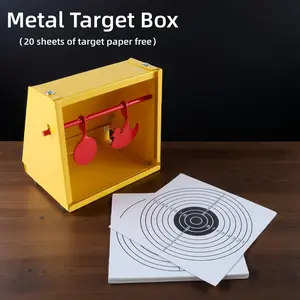 Multi-Purpose Shooting Practice Target Box Set (target Box + 20 Sheets), Metal Material, Rotating Target Sheet,5.51*5.51inch