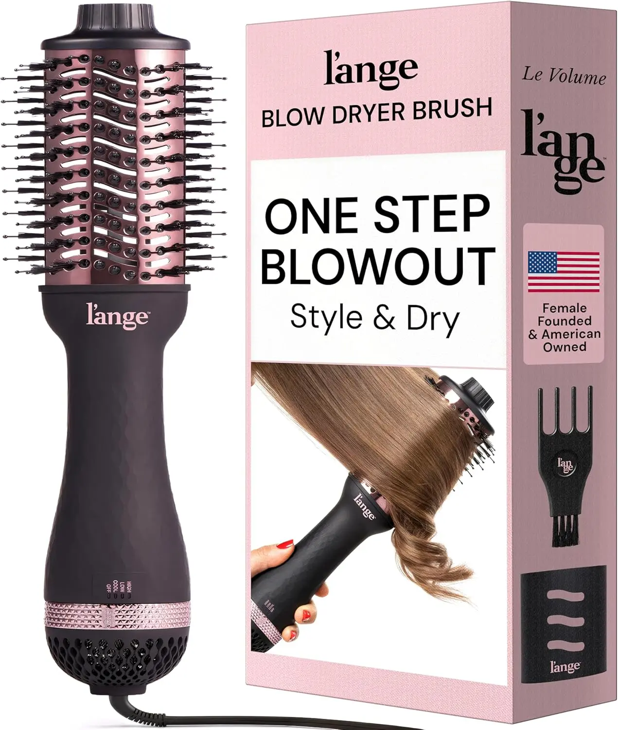 L'ANGE HAIR Le Volume 2-in-1 Titanium Blow Dryer Brush | Frizz Control Blowout Hair Dryer Brush For Drying And Straightening | Volumizing Hot Air Styler For All Hairstyles | Oval Barrel