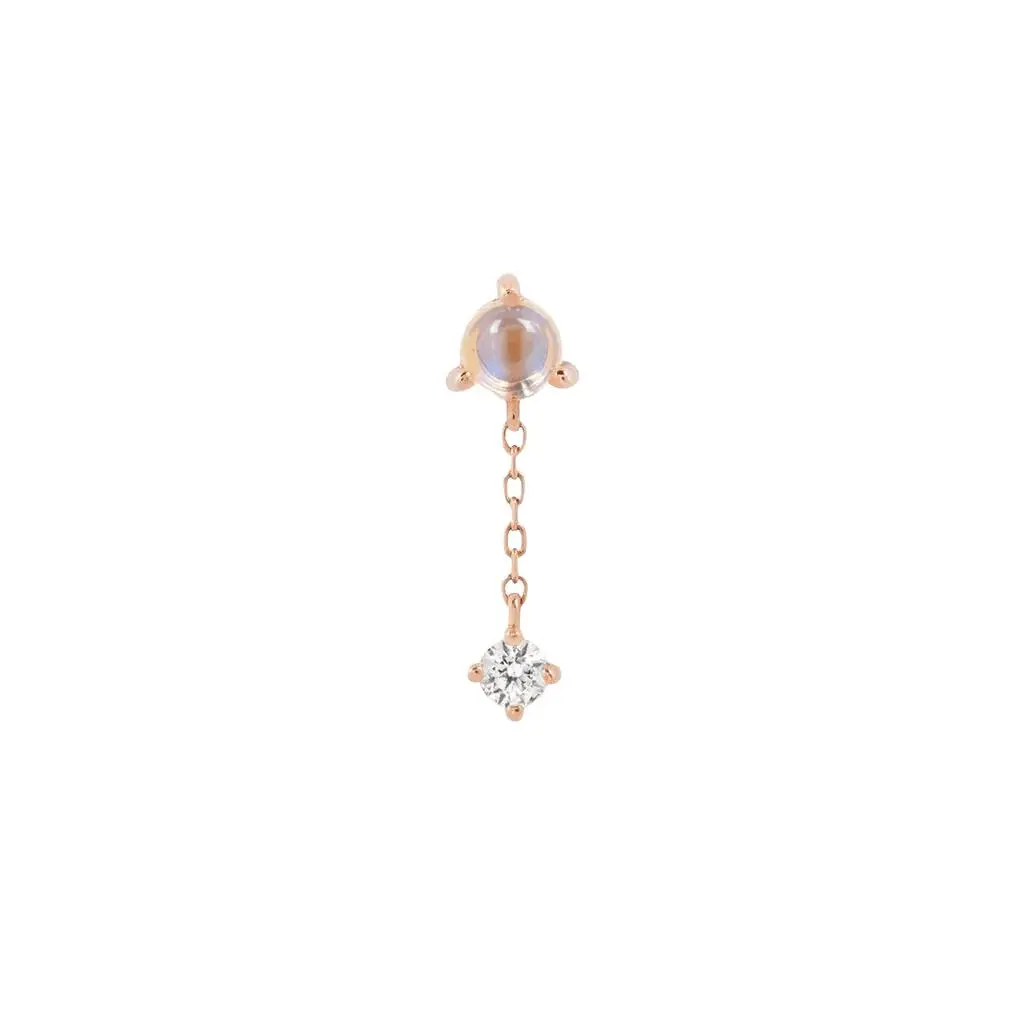 Bianca – 14K Gold Moonstone & White Sapphire Threadless End