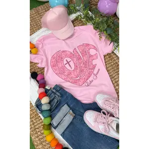 Tees2urdoor Women's Love Like Jesus Graphic T-Shirt, Casual Style Short-Sleeve Top in Soft Cotton Blend with Round Neck