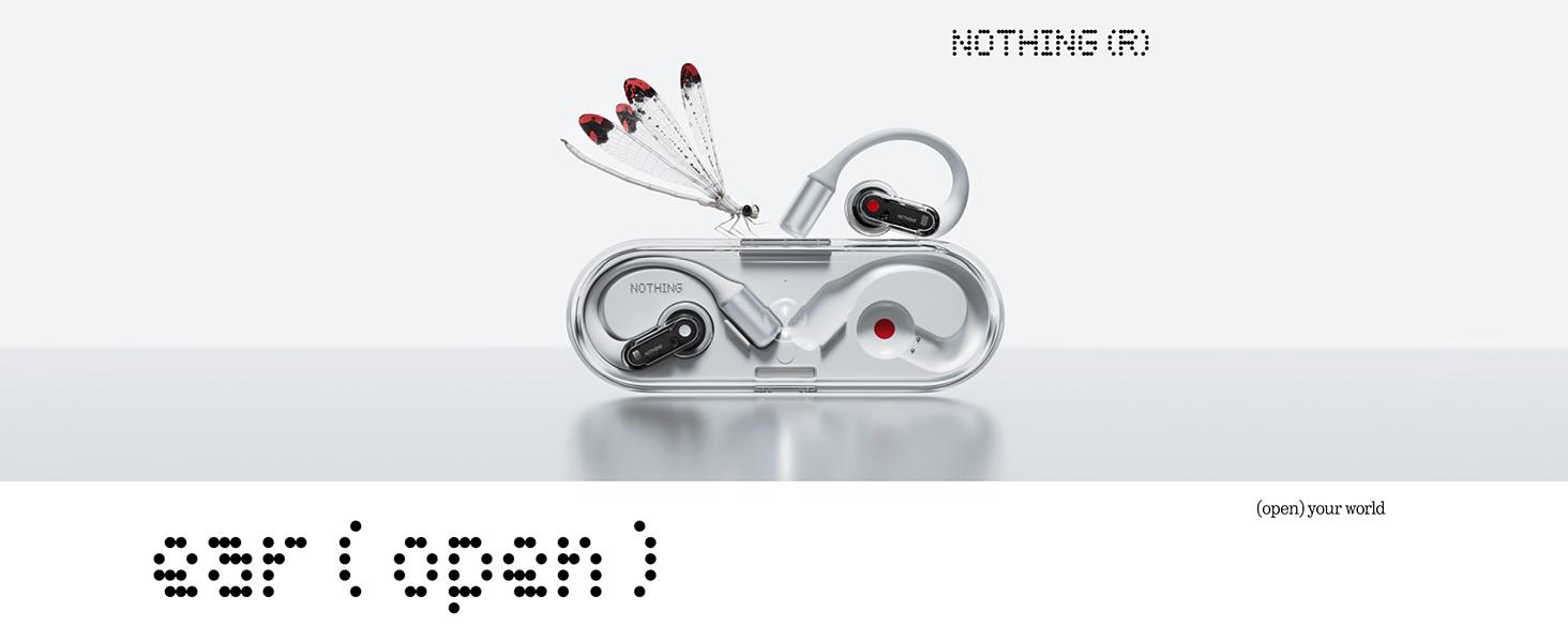 Nothing Ear (Open) Open-Ear Headphones, Earbuds with Earhooks, Clear Voice Technology with 2 Mics, BT 5.3, Fast Charging, Compatible with iPhone & Android -White