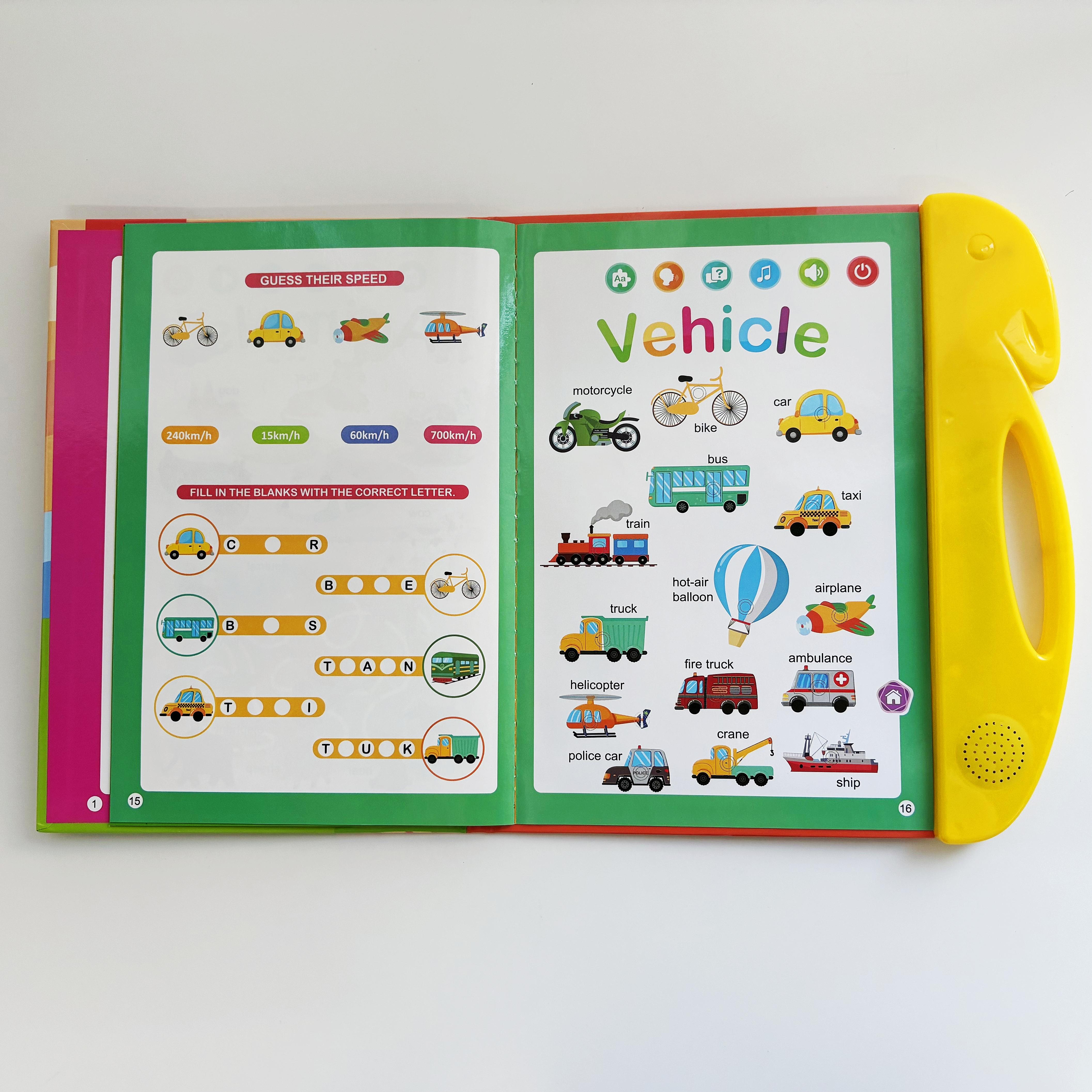 Educational Toy for Kids Ages 3–6 – Talking Sound Book with 114+ Words, 7 Themes, 4 Songs  Interactive Learning for Early Education| Encourages Independent Play & Fun Learning for Kids Vocabulary Flashcards Colorful Round Square Circle Animals