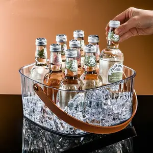 Party Ice Bucket, Portable Cocktail Bar Storage, Plastic Champagne Cooler for Drinks Wine Beer, Mistletoe Bar Supplies
