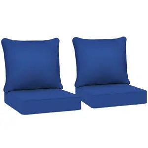 Outsunny Outdoor Chair Cushions Set of 2, Fade Resistant, 24 x 24 In Deep Seat, Patio Cushions for Chair, Sofa, and Outdoor Furniture, Gray