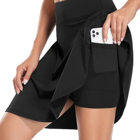 Women's Modest Skirt 20" Knee Length Skirt Skorts with 4 Pockets Lightweight Travel Long Skirt with Inner Shorts