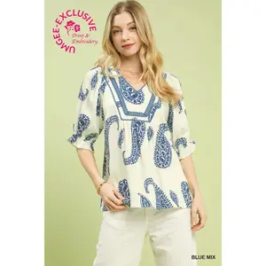 Umgee Sunshine Blue Mix Top
