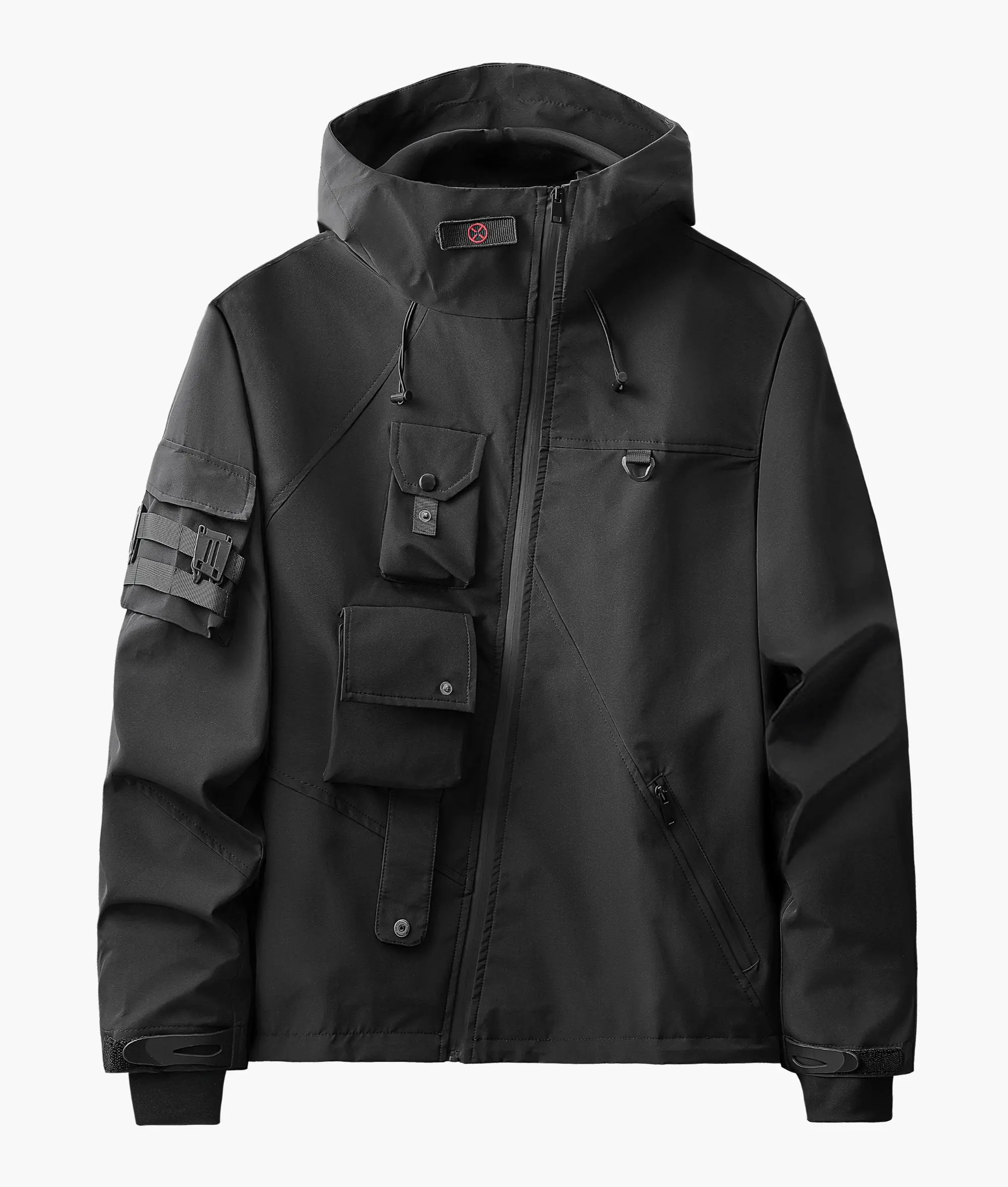Men's Techwear Functional Coat in Breathable Carbon Polyester, Full-Zip with Multiple Utility Pockets, Menswear, Coats