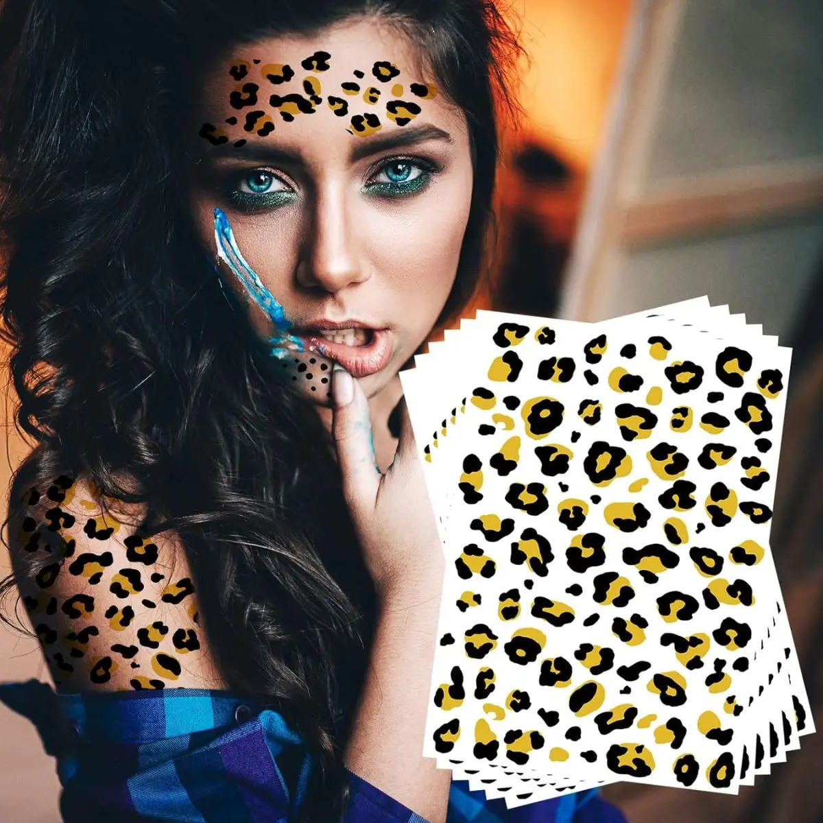 Leopard Print Temporary Tattoos – 6 Sheets Realistic Gold Animal Tattoo Stickers