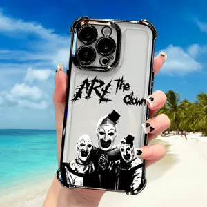 Clown Horror Art The Clown Terrifier Phone Case For iPhone 17 16 15 14 13 12 11 Pro Max Plus Samsung Galaxy S25 S24 S23 S22 Plus Ultra Transparent Soft TPU Anti-Fall Shockproof Cover UV Printed Snug