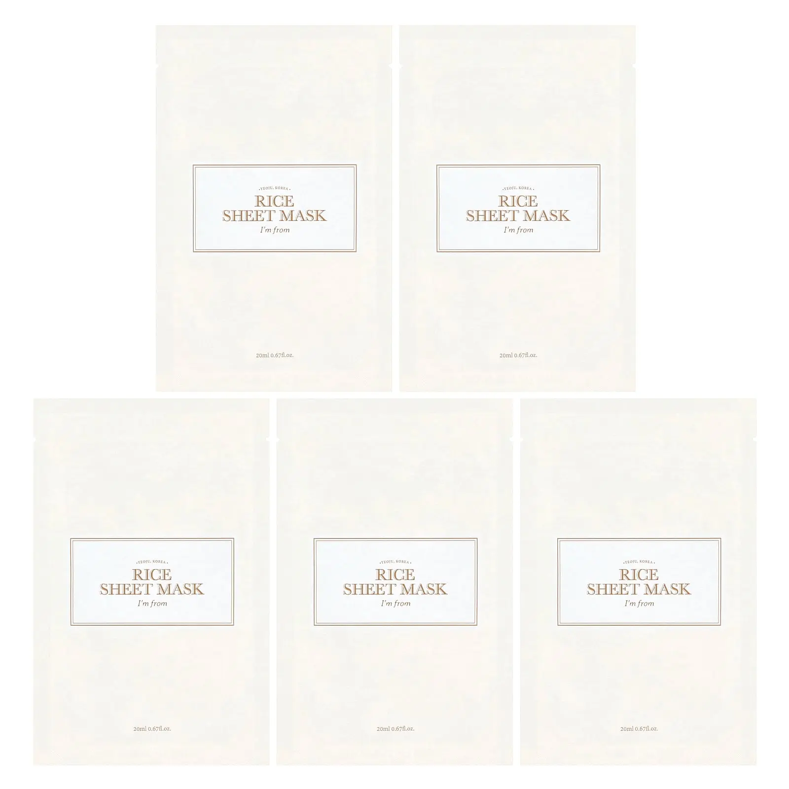 I'm From Rice Beauty Sheet Mask, 5 Sheets, 0.67 fl oz (20 ml) Each