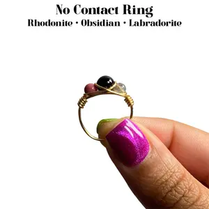 No Contact Crystal Ring - Reclaiming Your Power, Letting Go & Moving forward with Rhodonite, Obsidian & Labradorite