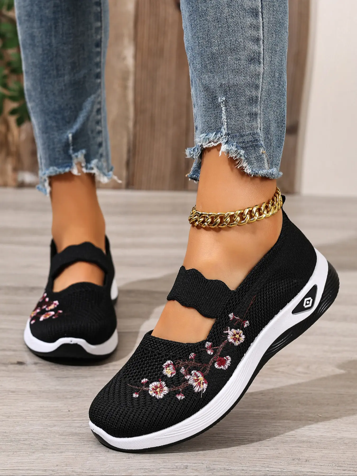 Women's Embroidered Sneakers, Trendy Walking Sneaker, Trendy Fashion Sneaker, Soft Comfortable Non-Slip Durable Breathable Casual Tennis Shoes, Suitable for Outdoor Fitness Work Daily Use, Daily Wear Sneakers, Sneaker Footwear
