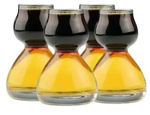 QUAFFER Double Bubble Layered Shot Glass - Shot Glass with Built-in Chaser - Smoothest Shot You've Ever Had – Instant Chaser & No Burn - Perfect for Jagerbombs, Picklebacks, Lemon Drops, and More!