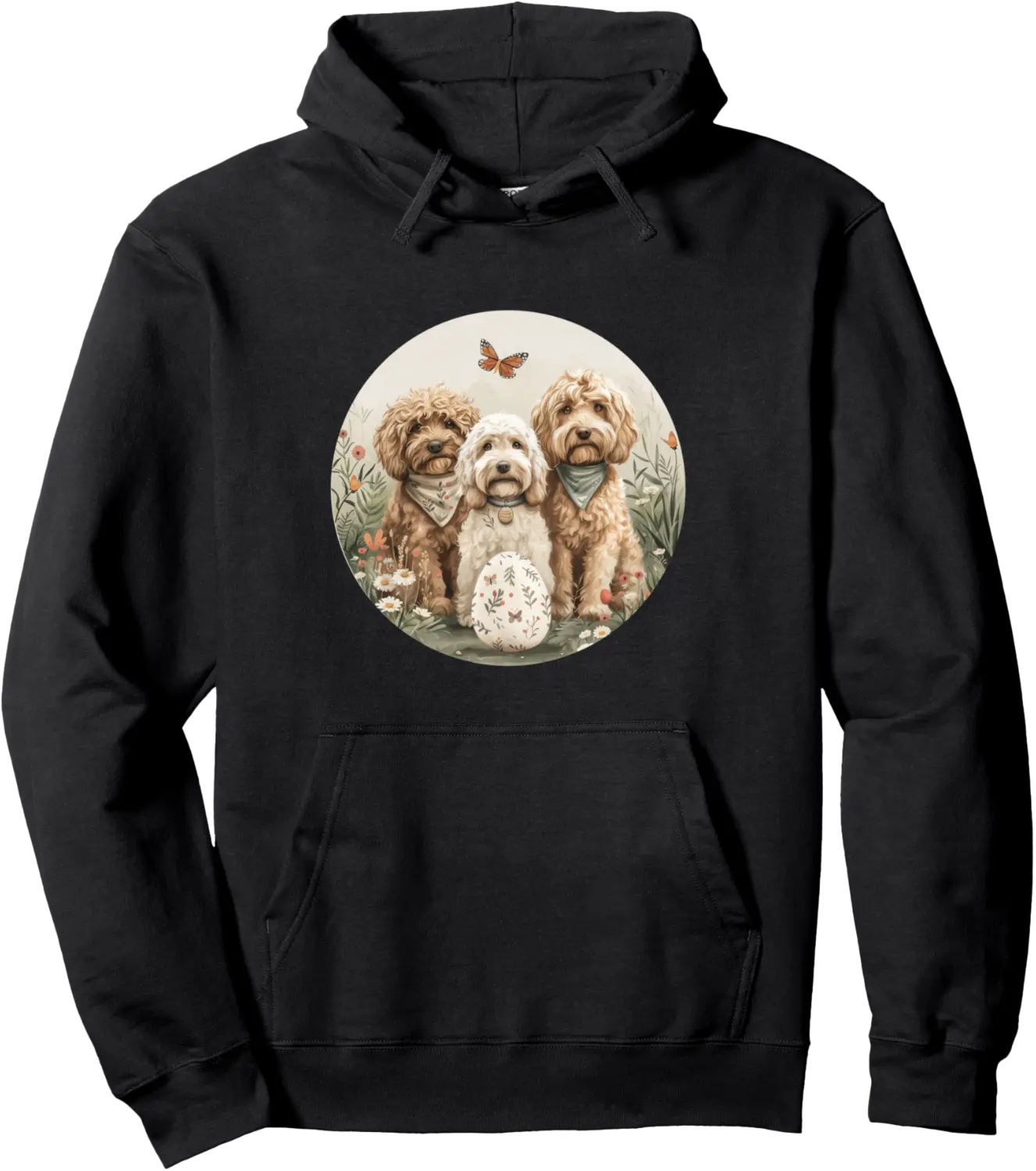 Easter Goldendoodle Dogs Easter Egg Spring Flowers Monarch Pullover Hoodie - Janessaho Shop 38B0DX7HHNMJ