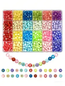 1400pcs Transparent Colorful Acrylic Letter Beads Set, DIY Friendship Necklace Bracelet Jewelry Kit, Jewelry Making Supplies, Blue