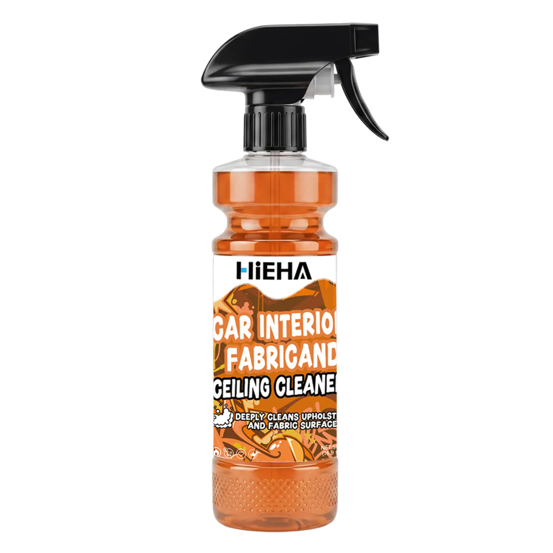 HiEHA Car Interior Cleaning, Citrus Scent Cleaner for Leather Seats, Fabric Upholstery & Carpets, with Towel & Sponge