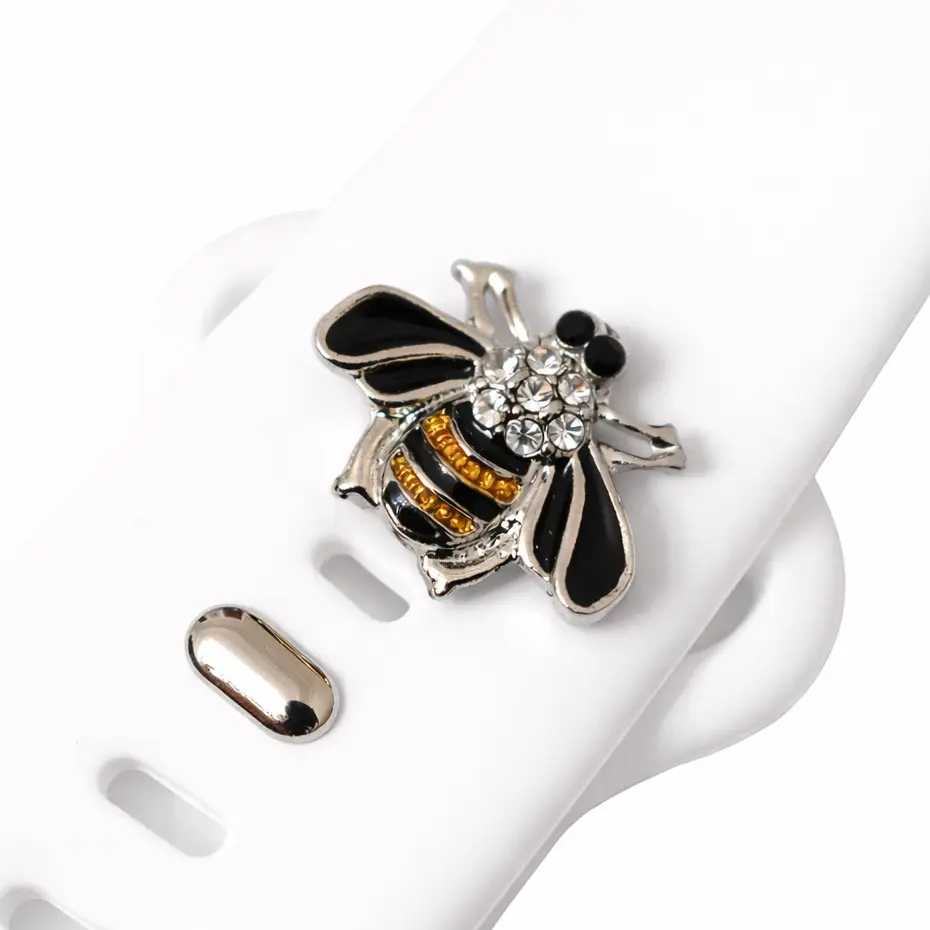 Silver Bee Watchband Jewelry Charm Snap-On for Apple Fitbit Galaxy Garmin Watch Bands Comfortable & Stylish Accessory