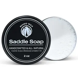 Rhino Wax - Saddle Soap for Leather Cleaning - Natural Horse Tack Soap Cleaner, Conditioner, Saddle Repair - Professional Saddle Cream (2oz)