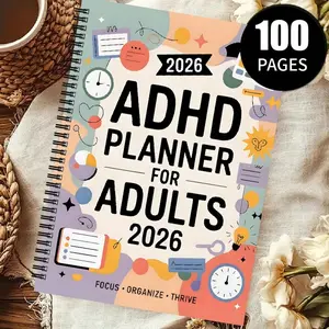 Adhd Adult Planner Notebook, Schedule Organizer, To-Do List, Time Management, Focus Training, Planning Journal, 2026 Edition