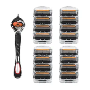 5-Layer Razor Blades for an Ultra-Smooth Traditional Wet Shave, Daily Facial Grooming Set with 1 Handle and 48 Refills