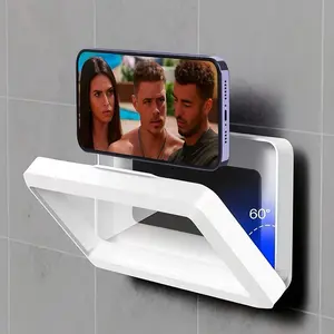360° Rotating Bathroom Phone Case Wall Mounted Shower Phone Holder Waterproof Anti-fog Phone Support Stand for Bathroom Toilet Cellphone Smartphone Plastic Handle