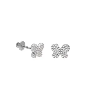 Diamond Pavé Butterfly Screw Back Earrings