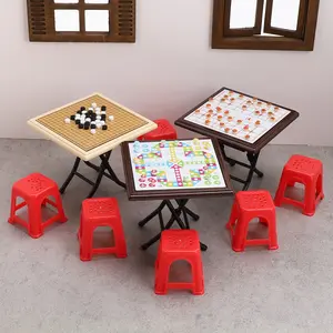 1:12 Scale Mini Dollhouse Chinese Chess/Go/Chinese Checkers Board Game Set - Realistic Desktop Strategy Game Accessories with Miniature Furniture-like Pieces, Compatible with Dollhouses and Collectors, Small Game Board and Accessories